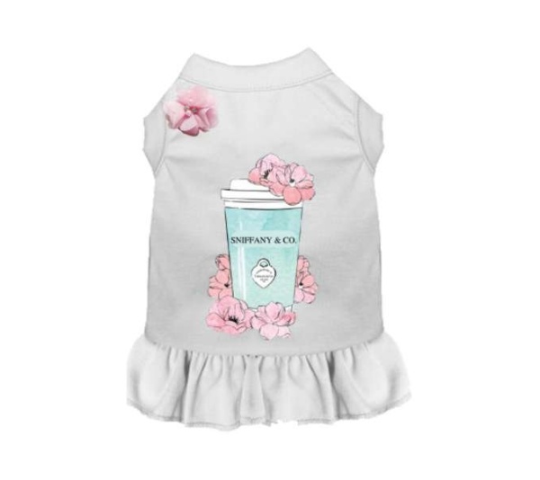 WHITE - Sniffany and Coffee Dog Dress - X Large