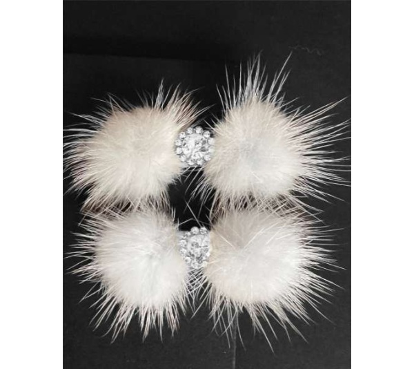 Snowflake - Snowflake Pom Pom Hair Barrettes
