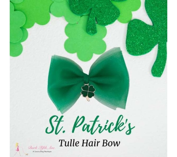 St. Patrick's Tulle Dog Hair Bow