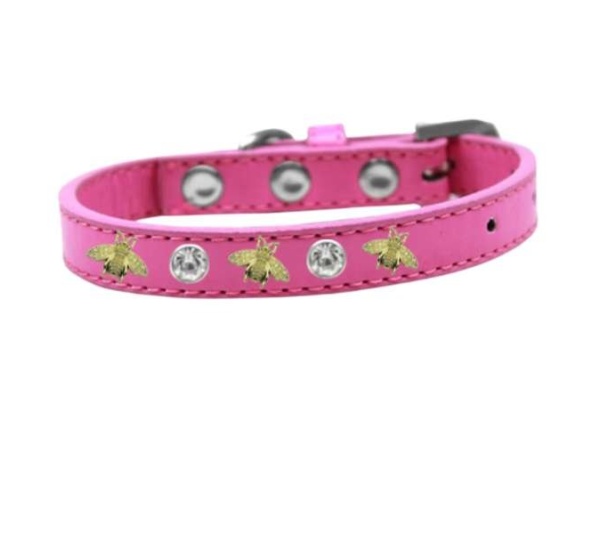 pink - Studded Bee Collar - 16"
