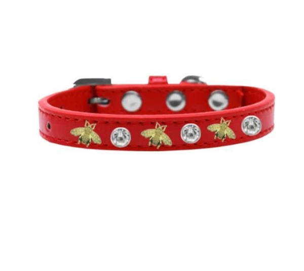 red - Studded Bee Collar - 12"