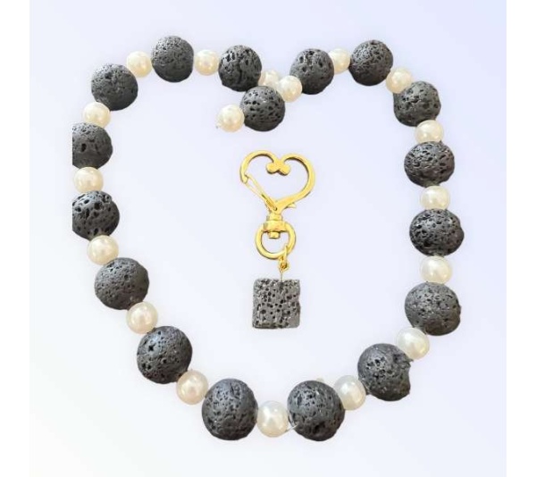 The Black Volcanic Diffuser Collar Charm