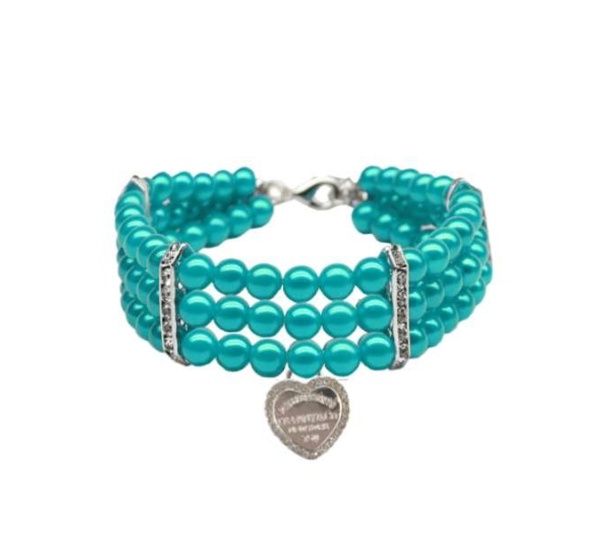 Three-Row Pearl Sniffany Dog Necklace - Medium