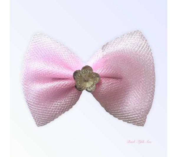 PINK - Tulle & Crystal Flower Barette
