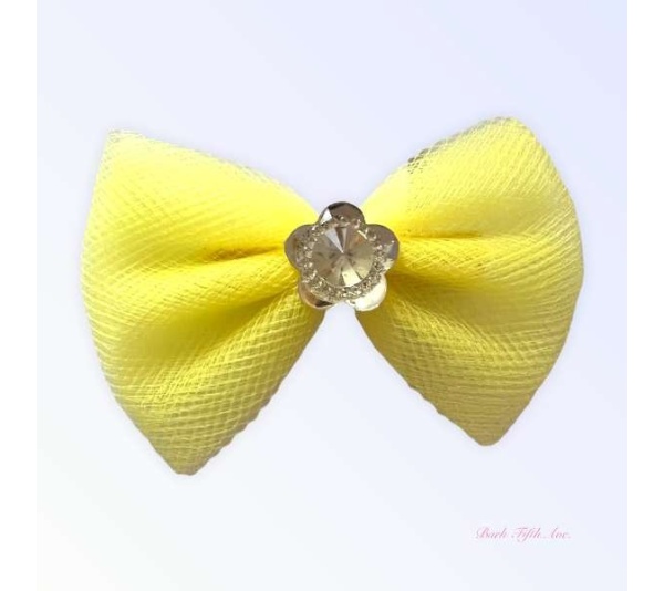 YELLOW - Tulle & Crystal Flower Barette