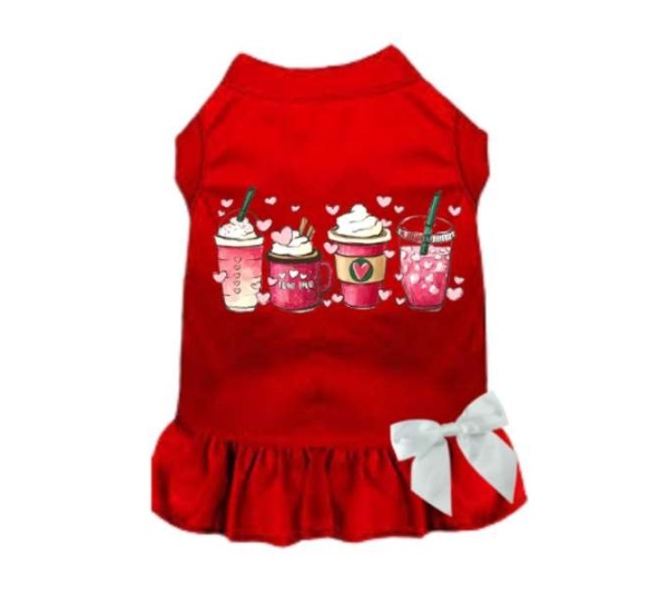 RED - Valentine's Day Fun Dog Dress - Large