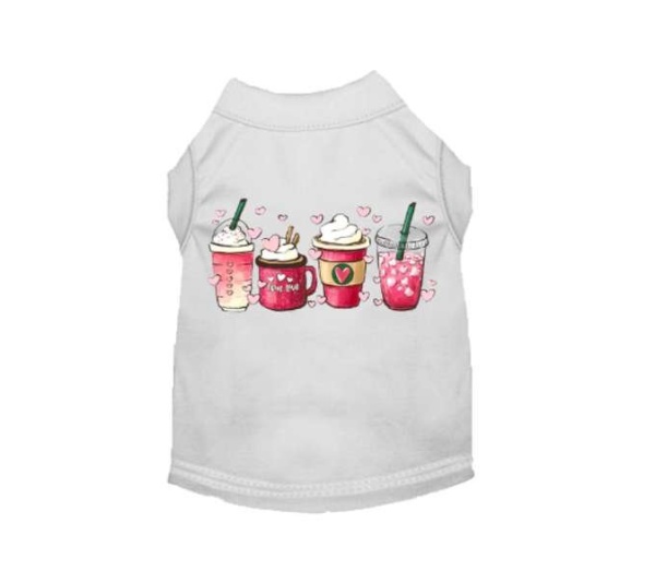 WHITE - Valentine's Day Fun Dog Shirt - Large