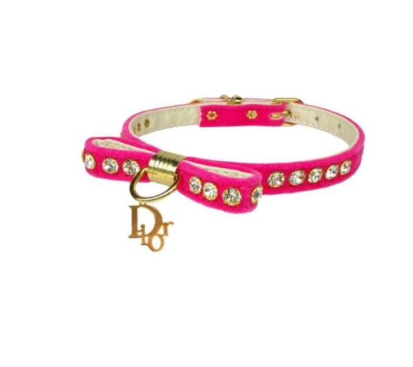 PINK - Velvet Dior Charm Collar - 10"