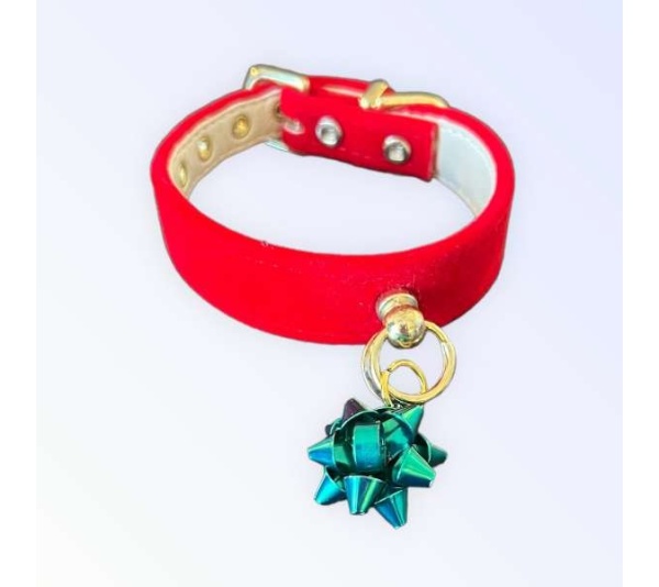 GREEN BOW - Velvet Gift Wrap Bow Collar - 12"