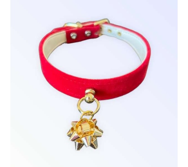 GOLD BOW - Velvet Gift Wrap Bow Collar - 16"