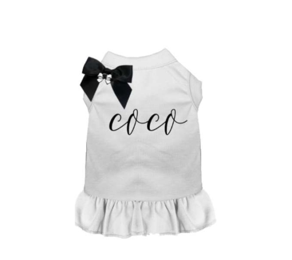 WHITE - Fancy Coco Dog Dress - X Small