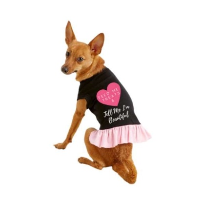 Black w Light Pink Ruffle - Feed Me Treats & Tell Me I'm Beautiful - Large