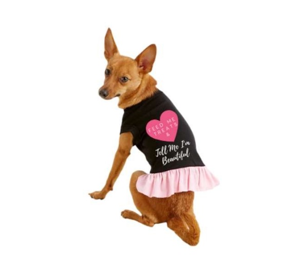 Black w Light Pink Ruffle - Feed Me Treats & Tell Me I'm Beautiful - Small