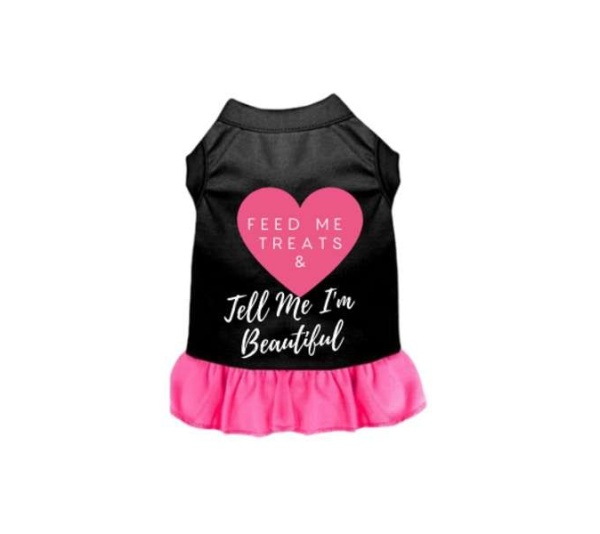 Black w Hot Pink Ruffle - Feed Me Treats & Tell Me I'm Beautiful - Small