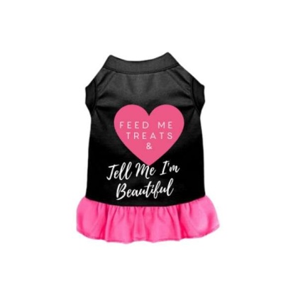 Black w Hot Pink Ruffle - Feed Me Treats & Tell Me I'm Beautiful - X Small