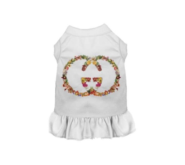 WHITE - Floral Pucci Dog Dress - X Large