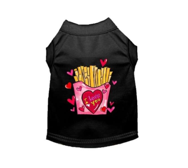 BLACK - French Fries are My Valentine Dog  - Large