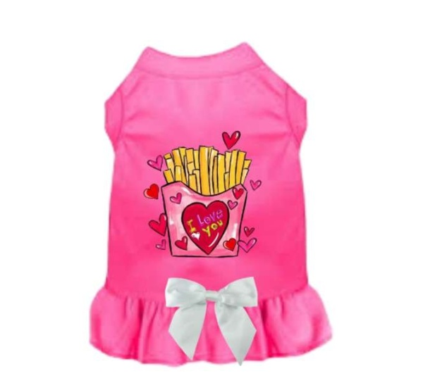 PINK - French Fries are My Valentine Dog  - X Large