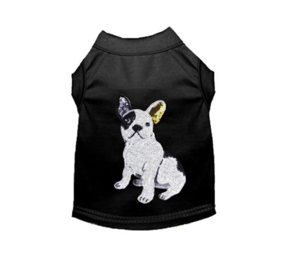 BLACK - Frenchie Sequin Tee - Medium