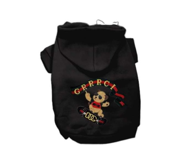 BLACK - GG Skateboard Dog Hoodie - X Large