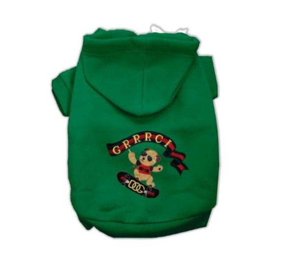 GREEN - GG Skateboard Dog Hoodie - X Large