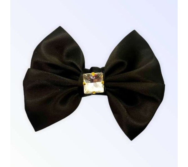 BLACK - Glass Diamond Rhinestone Bow- Short