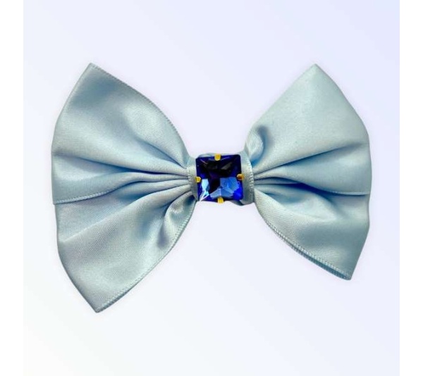 LIGHT BLUE - Glass Diamond Rhinestone Bow- Short