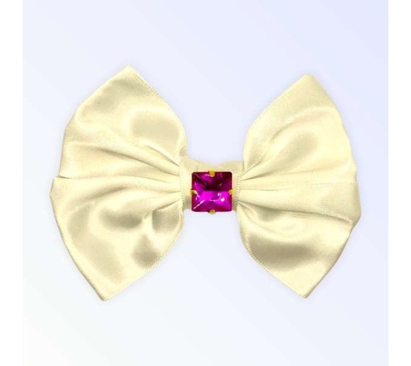 WHITE - Glass Diamond Rhinestone Bow- Short