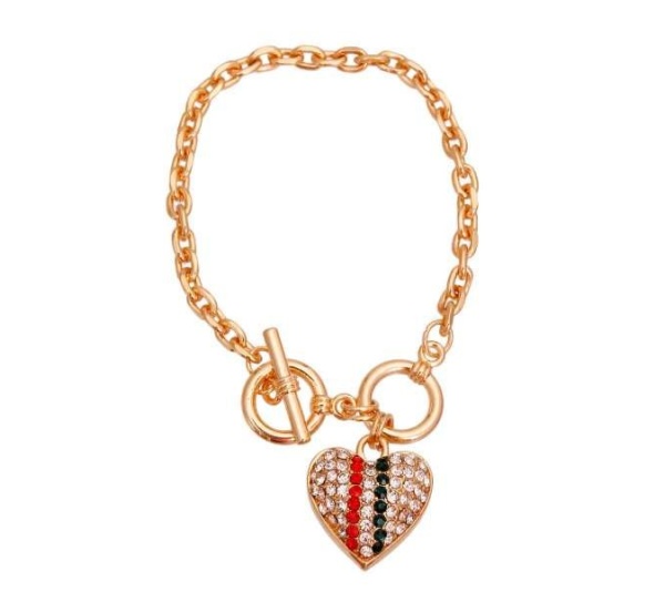 Gold Chain GG Heart Necklace - Large