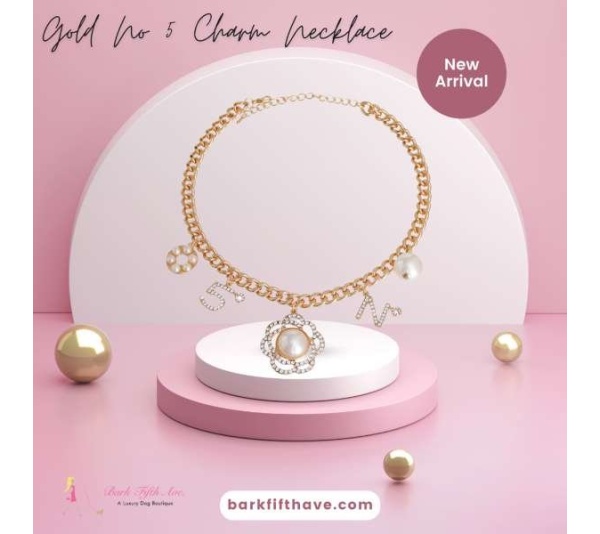 Gold No 5 Charm Necklace - Medium