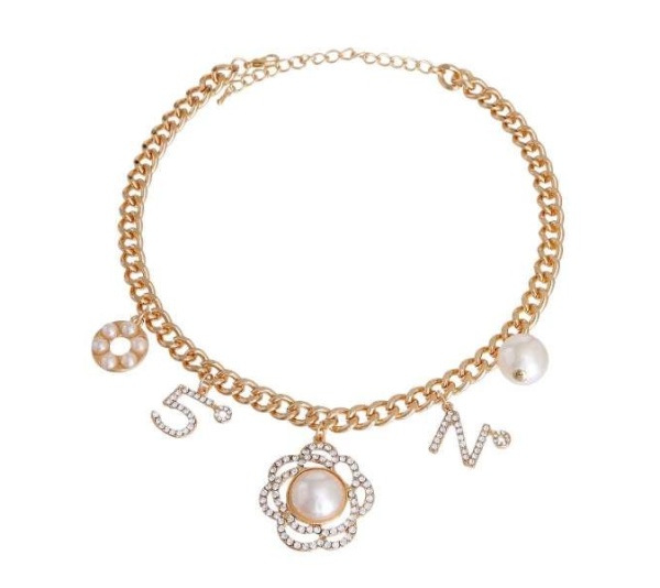 Gold No 5 Charm Necklace - Small