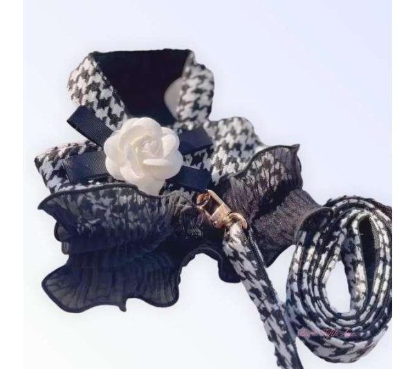 Houndstooth Tutu Harness and Leash - X Small