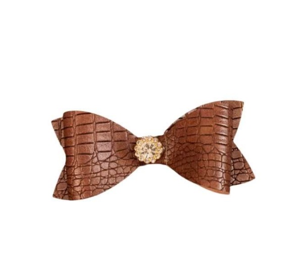 DARK BROWN - Leatherette Bling Bows