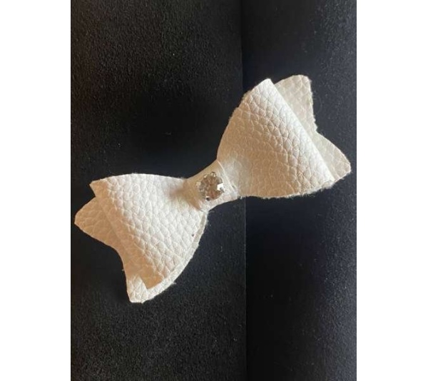 WHITE - Leatherette Bling Bows