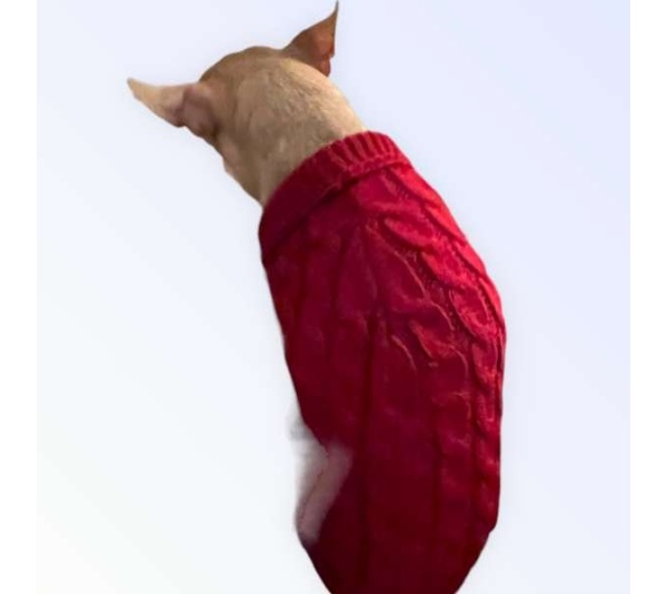 WINE RED - Knit Turtleneck Dog Sweater - Large