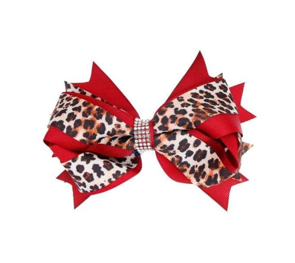 Red - Leopard Hair Bows