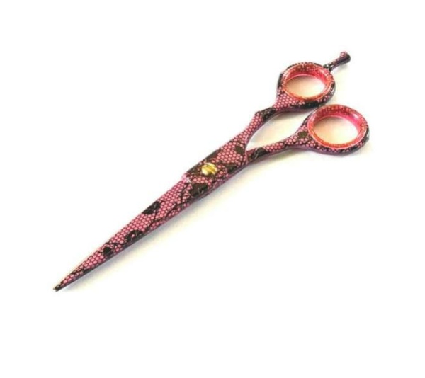 Professional Pet Dog Grooming Trimming Scissors Shears Pink Design - 6"
