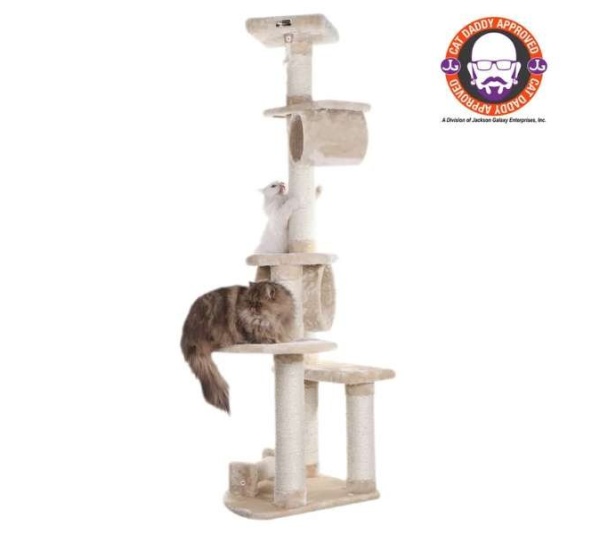 74 " H Real Wood Cat Tree With Cured Sisal Posts A7463