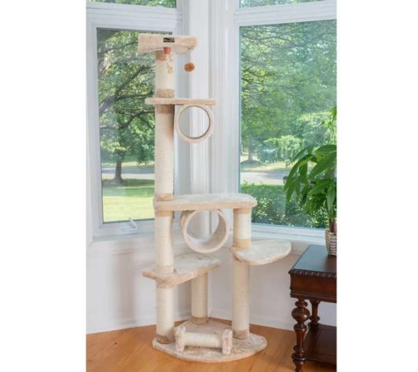 74 " H Real Wood Cat Tree With Cured Sisal Posts A7463