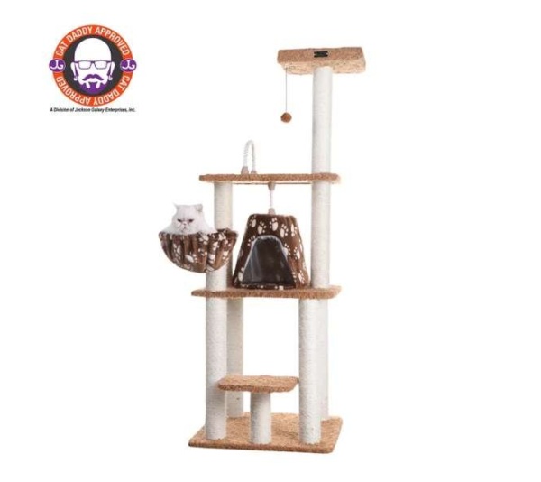 Armarkat Brown Carpet Cat Furniture, Real Wood Kitty Tower