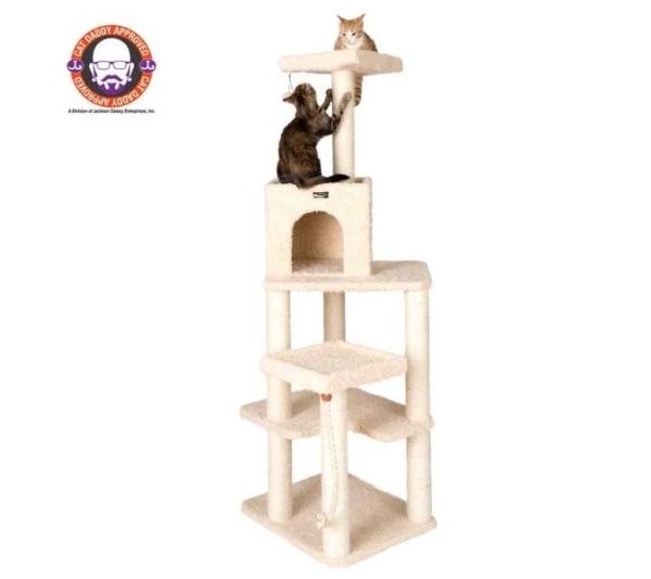 Beige - Armarkat Cat Tower Real Wood Cat Condo House 69"