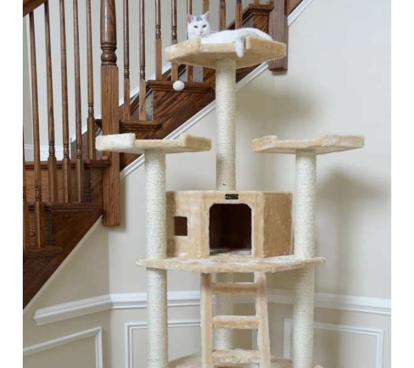 Armarkat Multi-function Real WOOD Cat Tower Beige