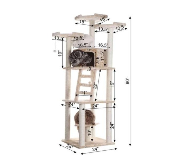 Armarkat Multi-function Real WOOD Cat Tower Beige