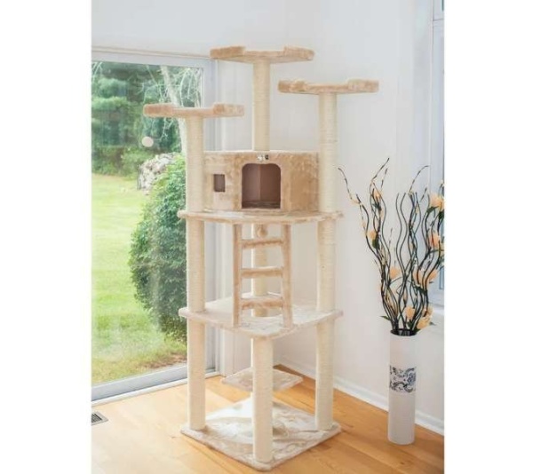 Armarkat Multi-function Real WOOD Cat Tower Beige