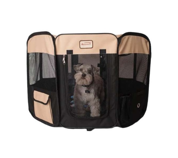 Armarkat PP003BGE-M Portable Pet Playpen In Bk and Bge Combo