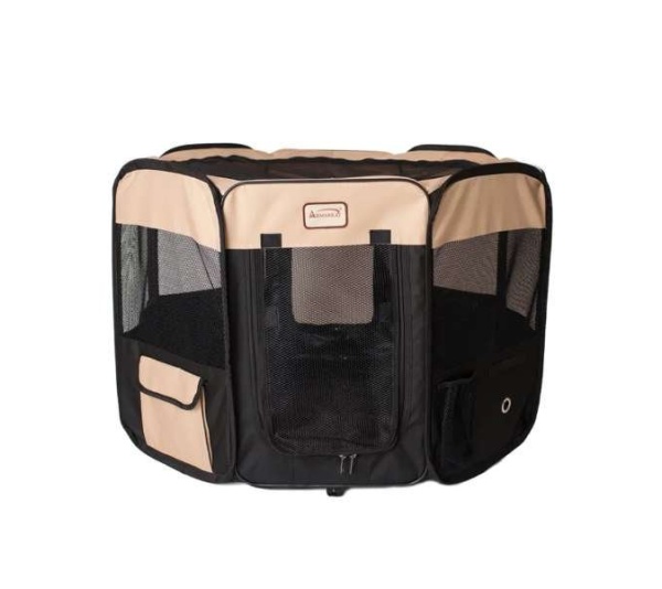 Armarkat PP003BGE-M Portable Pet Playpen In Bk and Bge Combo