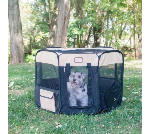 Armarkat PP003BGE-M Portable Pet Playpen In Bk and Bge Combo