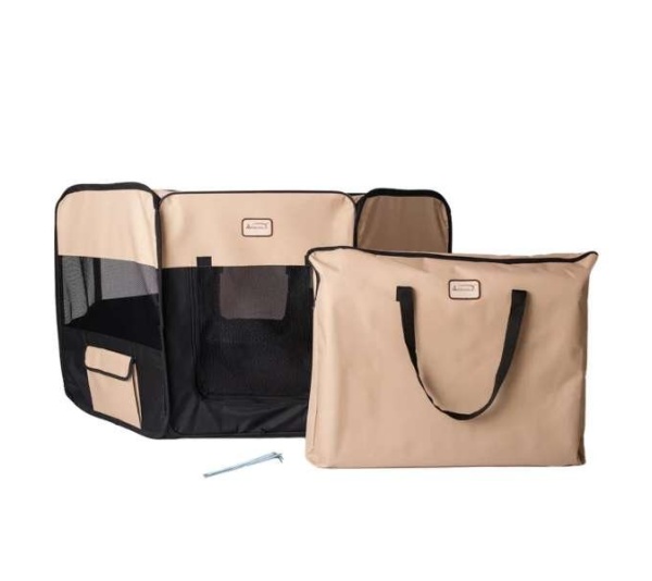 Armarkat PP003BGE-XL Portable Pet Playpen In Bk and Bge Comb