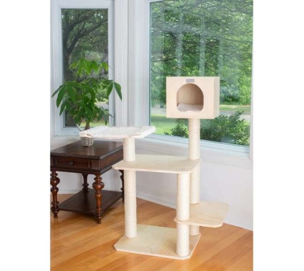 Armarkat Premium Scots Pine Solid Wood Cat Tree, 50" Tall