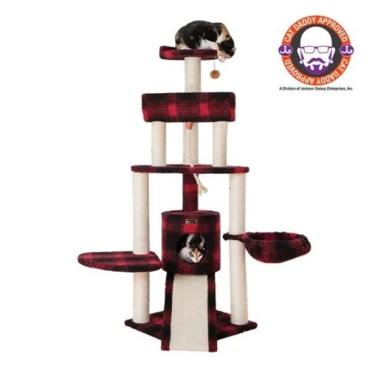 BEIGE - Armarkat Real Wood Spacious Thick Fur Cat Tower W Lounge